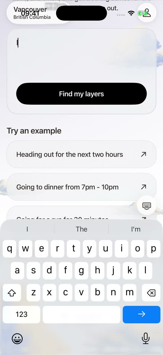 Layers Plans screen with a place to describe your outing